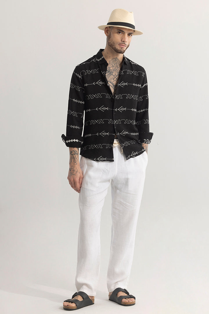 Trendglyph Black Embroidered Shirt