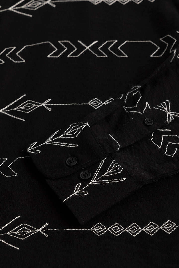 Trendglyph Black Embroidered Shirt