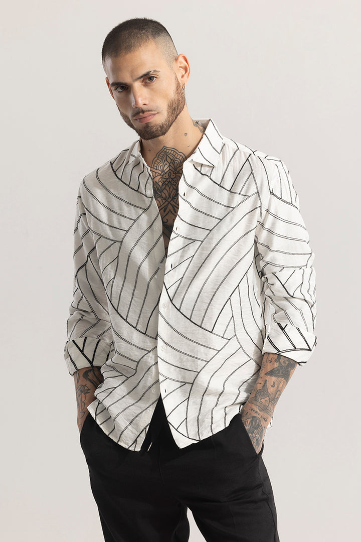 Scribline White Embroidered Shirt