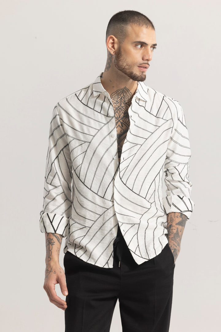 Scribline White Embroidered Shirt