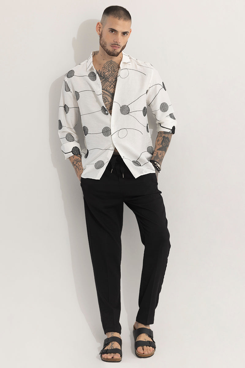 Dotstract White Embroidered Shirt