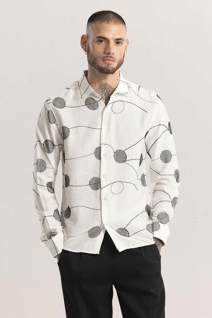 Dotstract White Embroidered Shirt