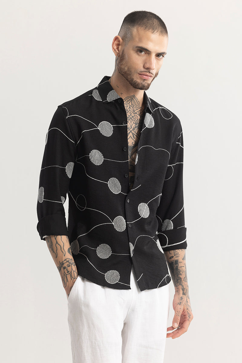 Dotstract Black Embroidered Shirt