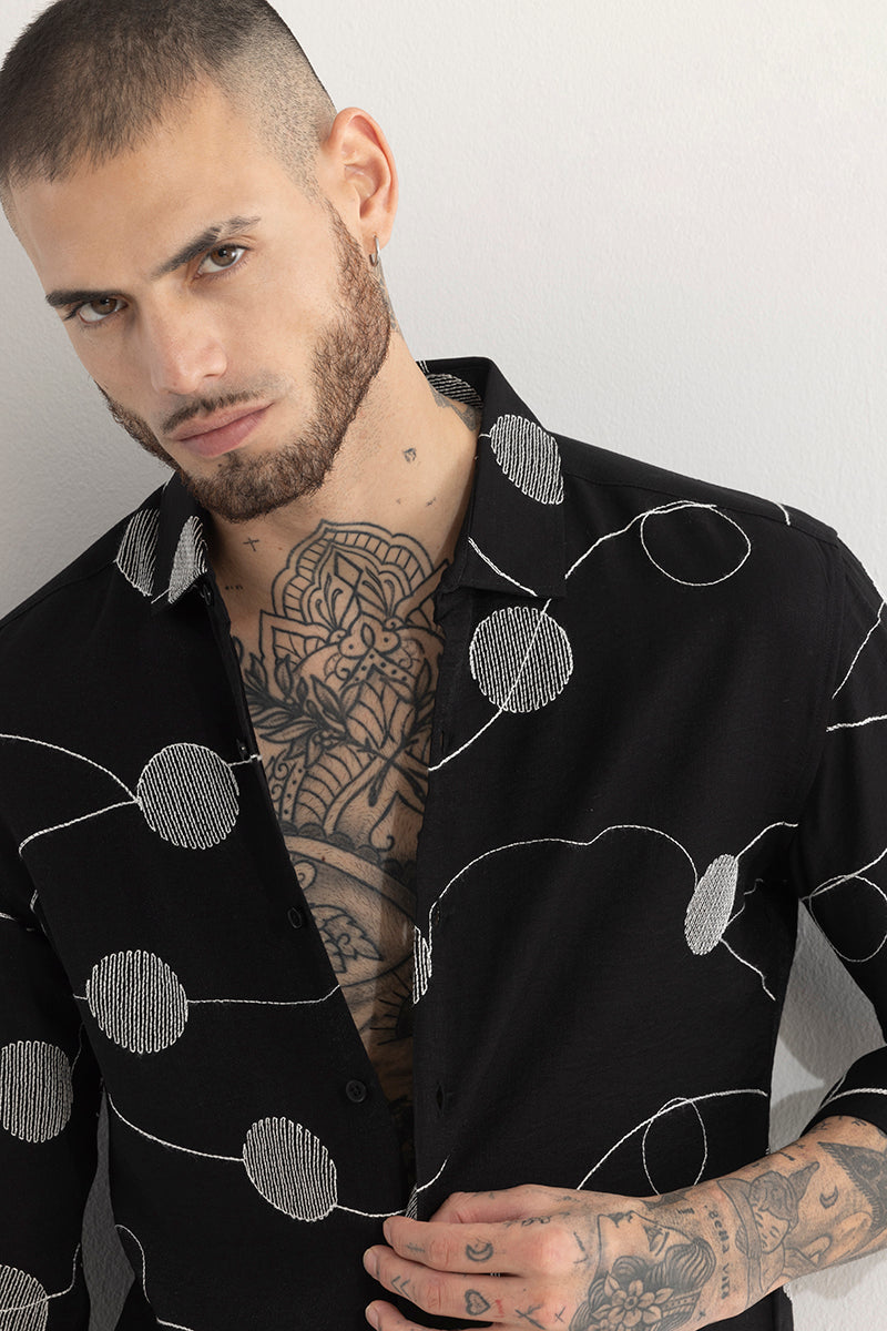 Dotstract Black Embroidered Shirt