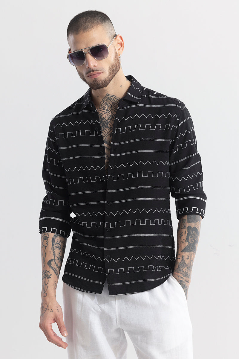 Georhythm Black Embroidered Shirt