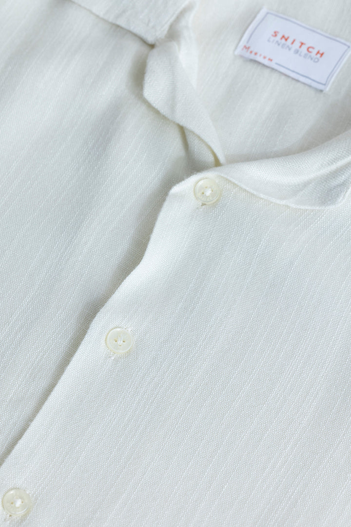 Blissfull Linen Blend White Shirt