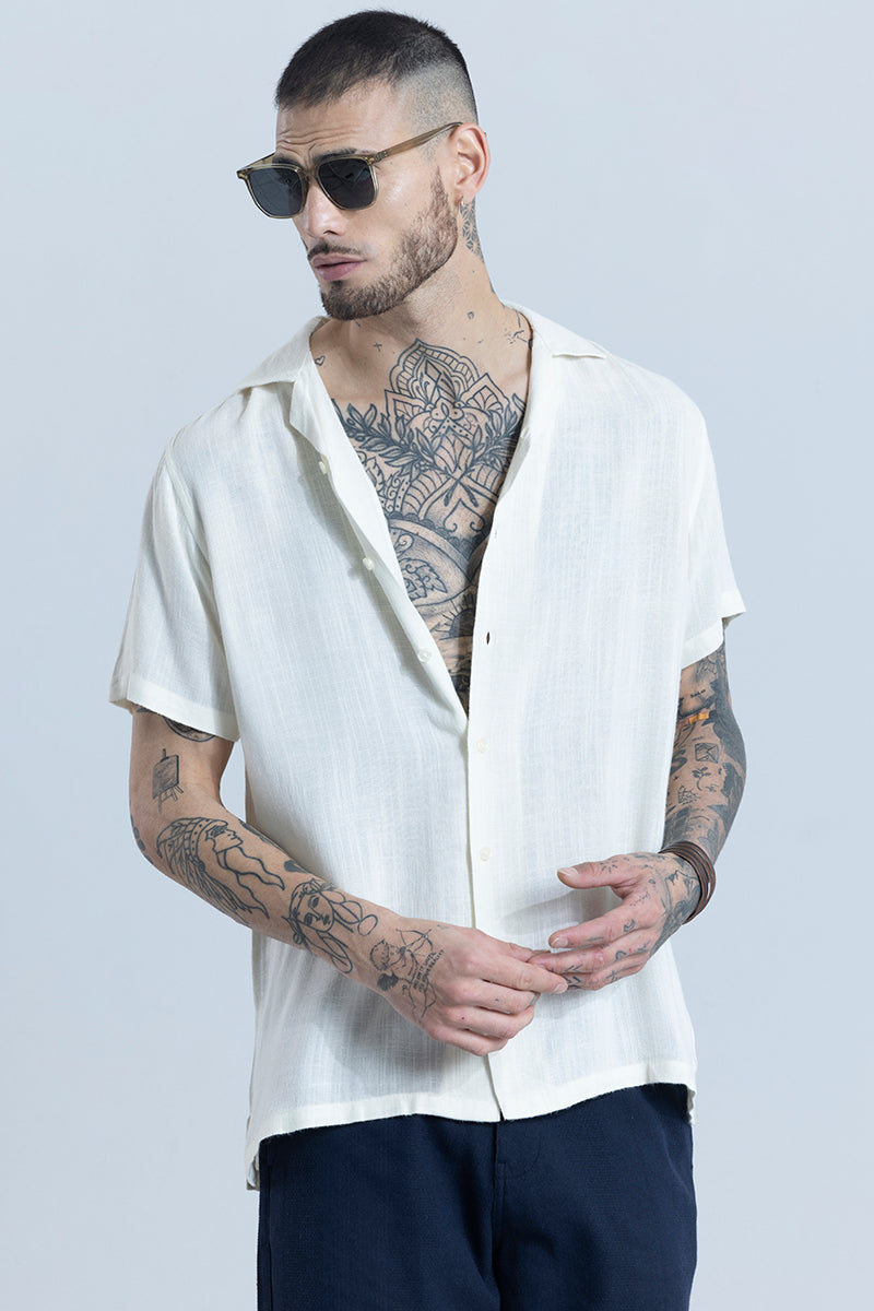 Blissfull Linen Blend White Shirt