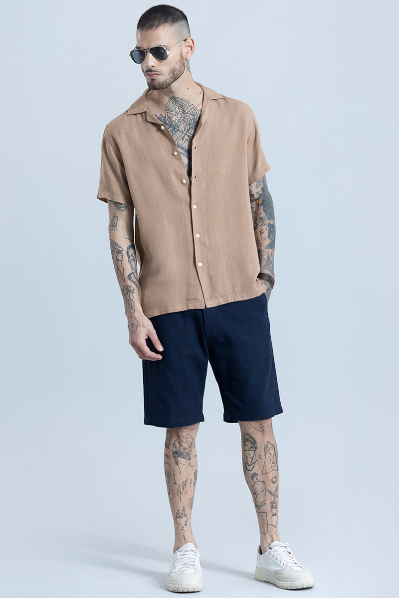 Blissfull Linen Blend Brown Shirt