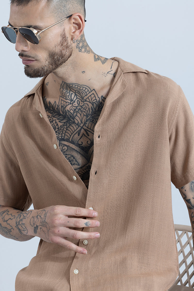 Blissfull Linen Blend Brown Shirt