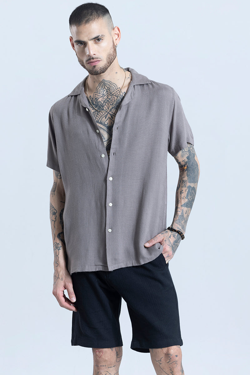 Blissfull Linen Blend Slate Grey Shirt