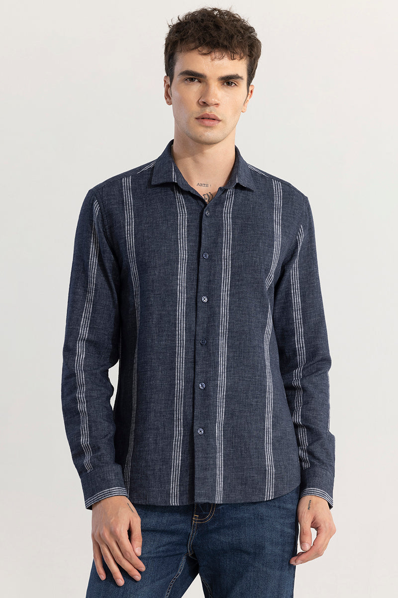 Self-Stripe Blue Shirt