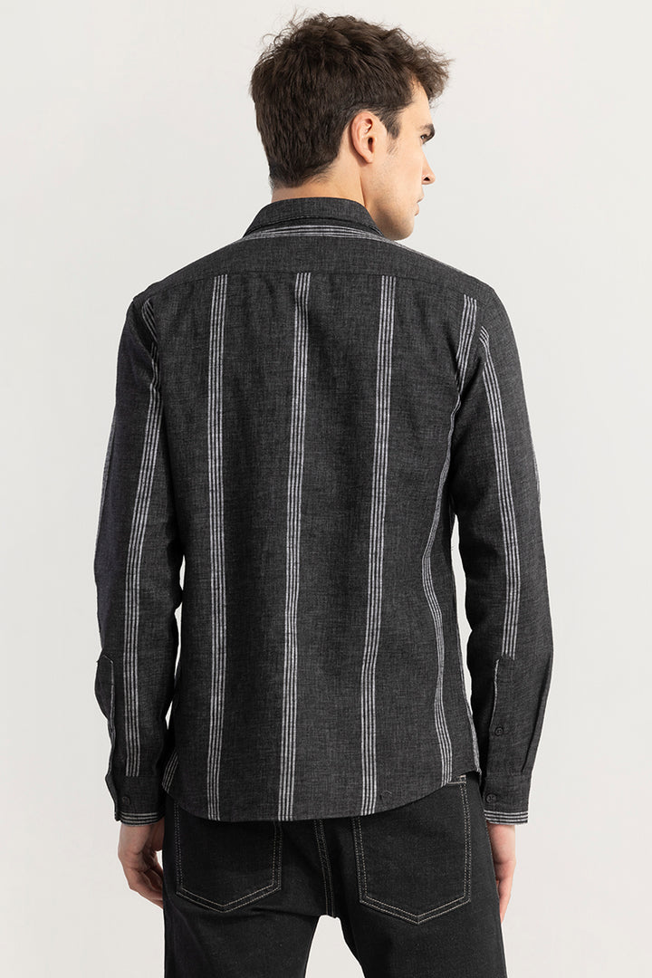 Self-Stripe Black Shirt