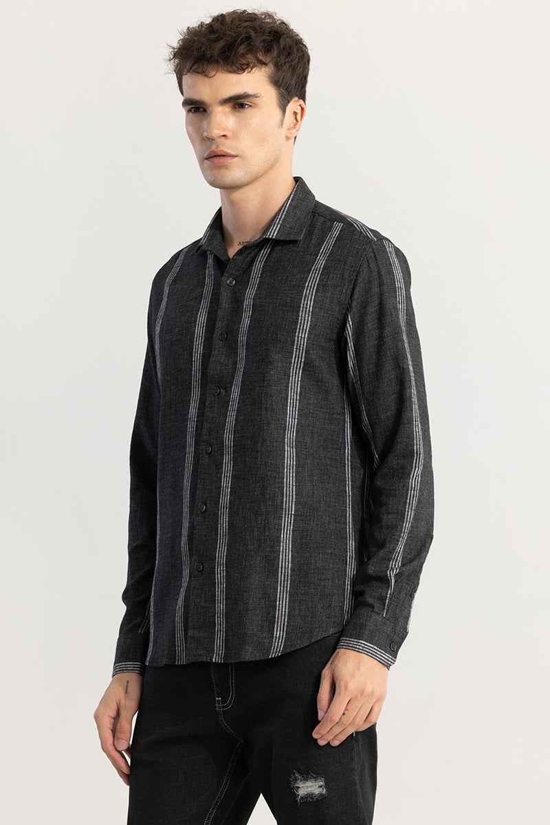 Self-Stripe Black Shirt