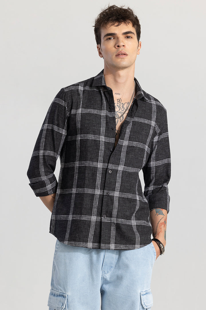 Quadrad Check Black Shirt