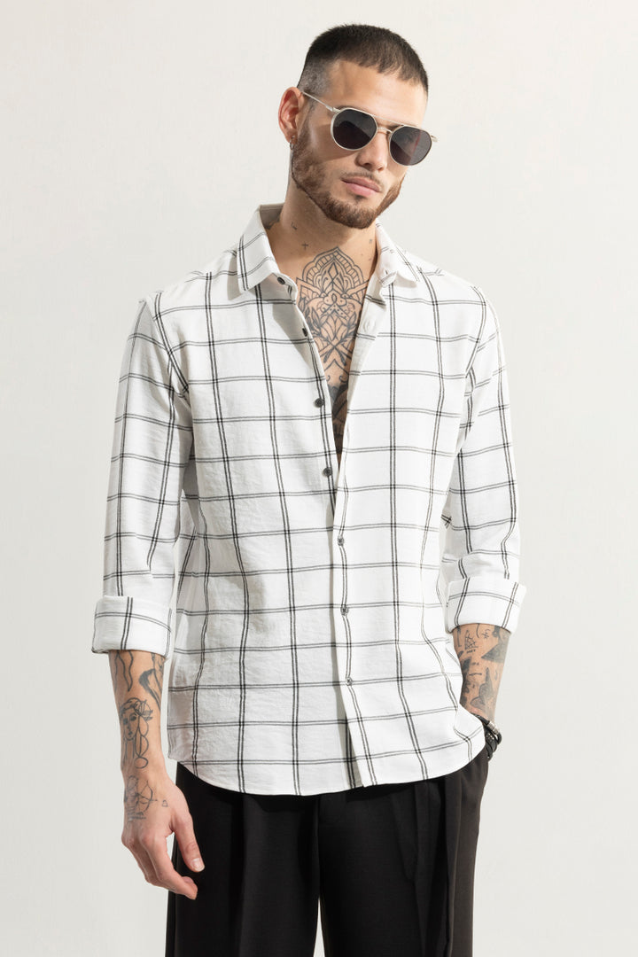 Buy Men's Blockade Checks White Shirt Online | SNITCH