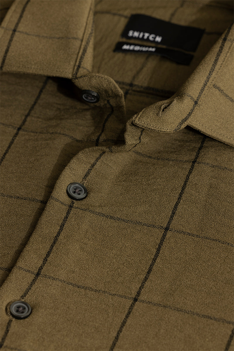 Grid Block Olive Checks Shirt