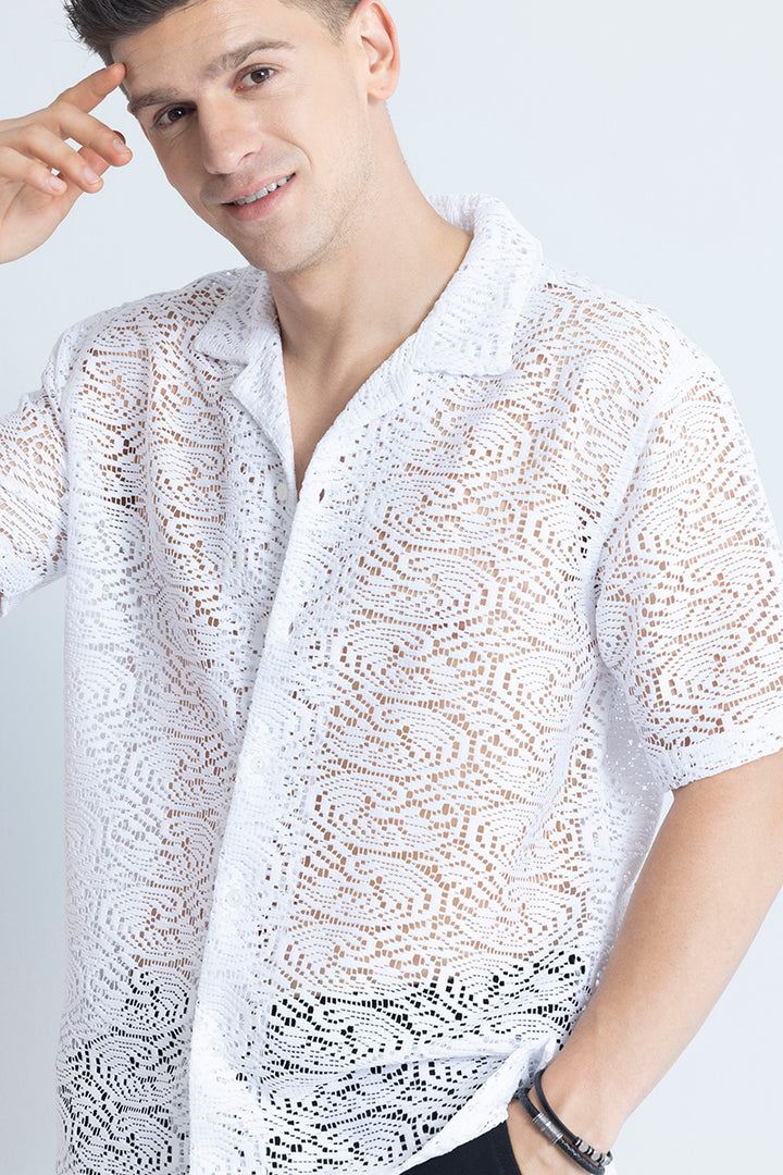 Dual Fusion White Crochet Shirt