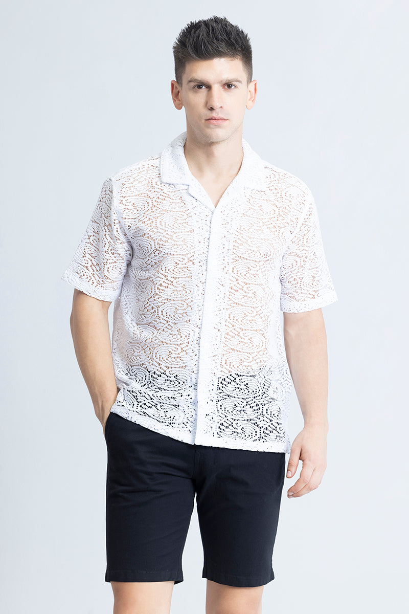 Dual Fusion White Crochet Shirt