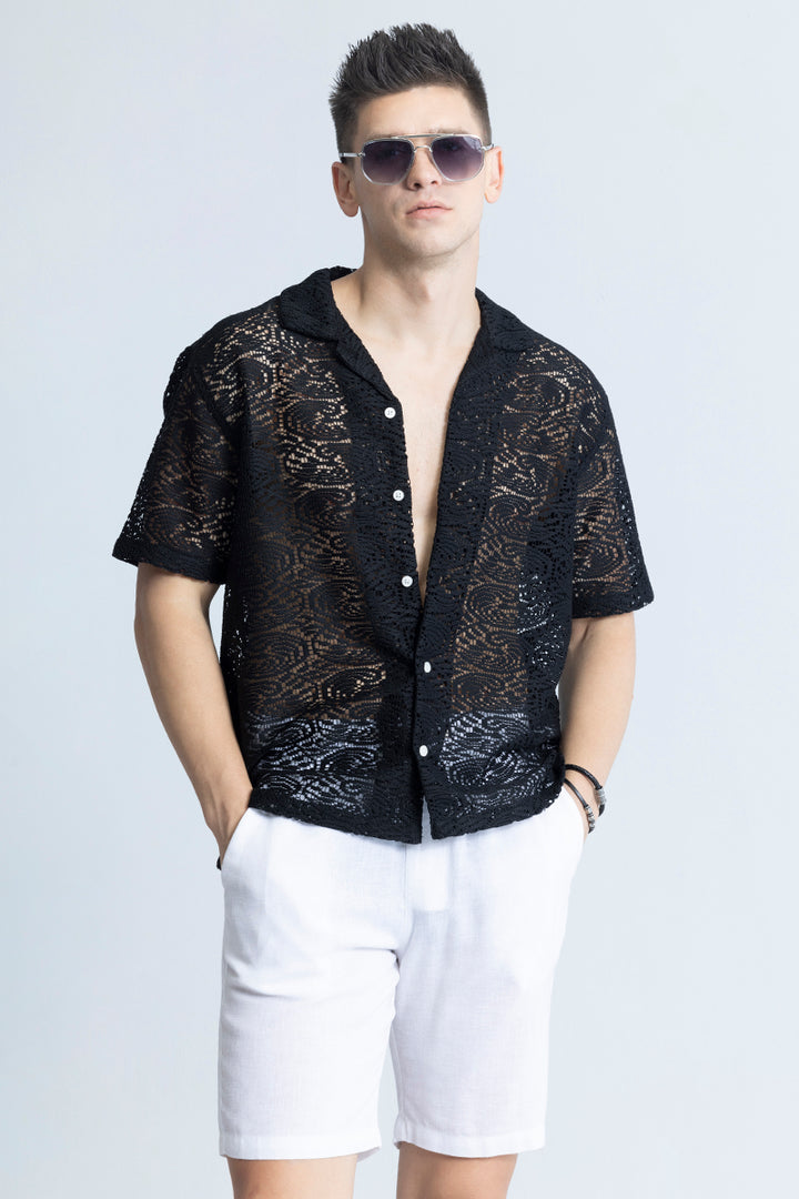 Dual Fusion black Crochet Shirt