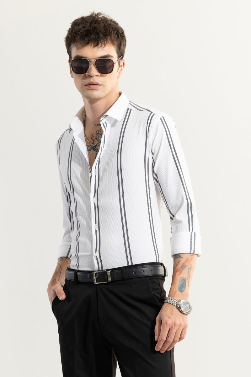 Peripheral Stripe White Shirt