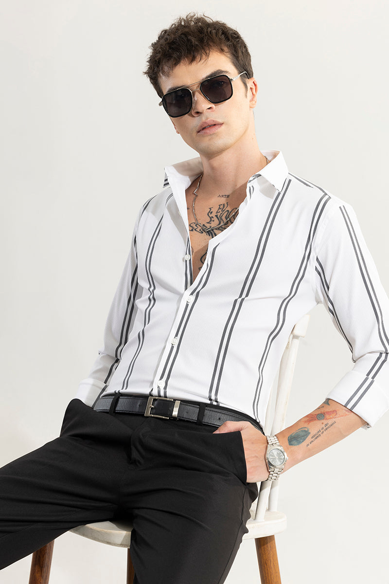 Peripheral Stripe White Shirt