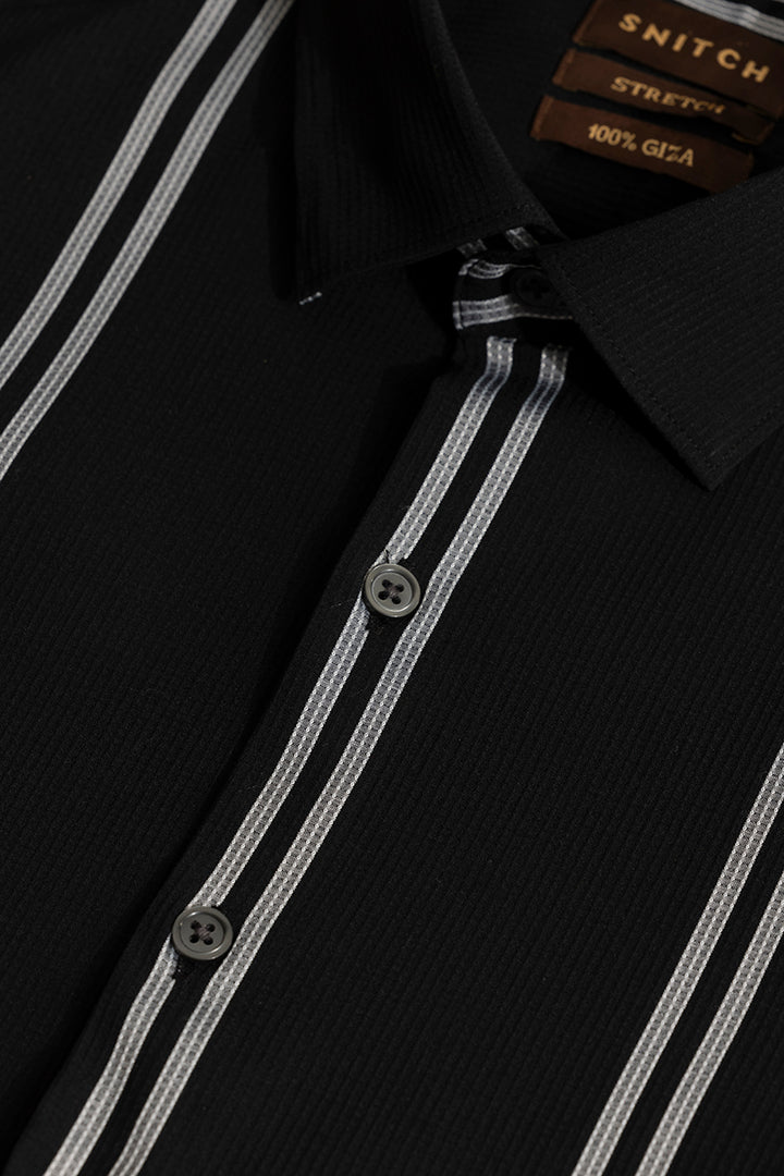 Peripheral Stripe Black Shirt