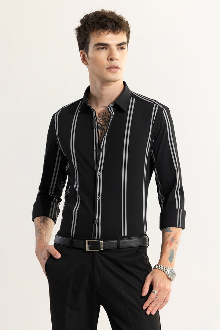 Peripheral Stripe Black Shirt