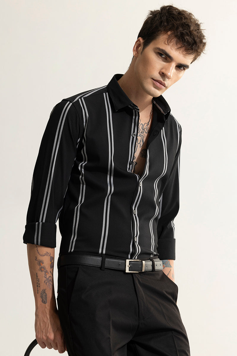 Peripheral Stripe Black Shirt