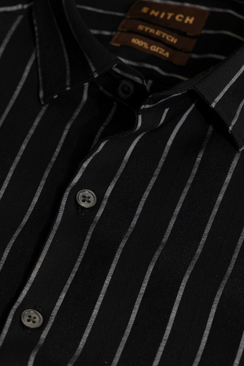 Pen Stripe Black Shirt