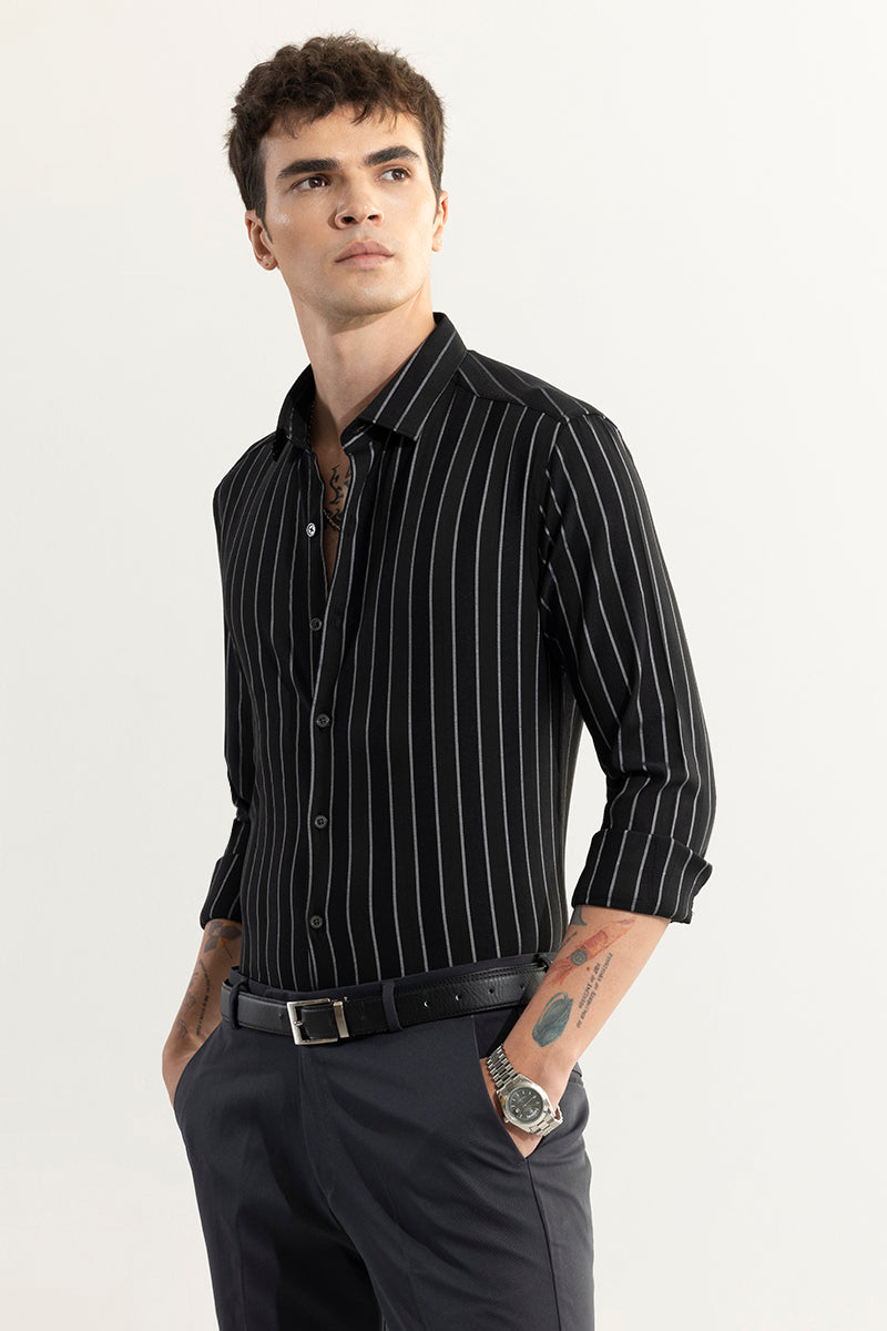 Pen Stripe Black Shirt