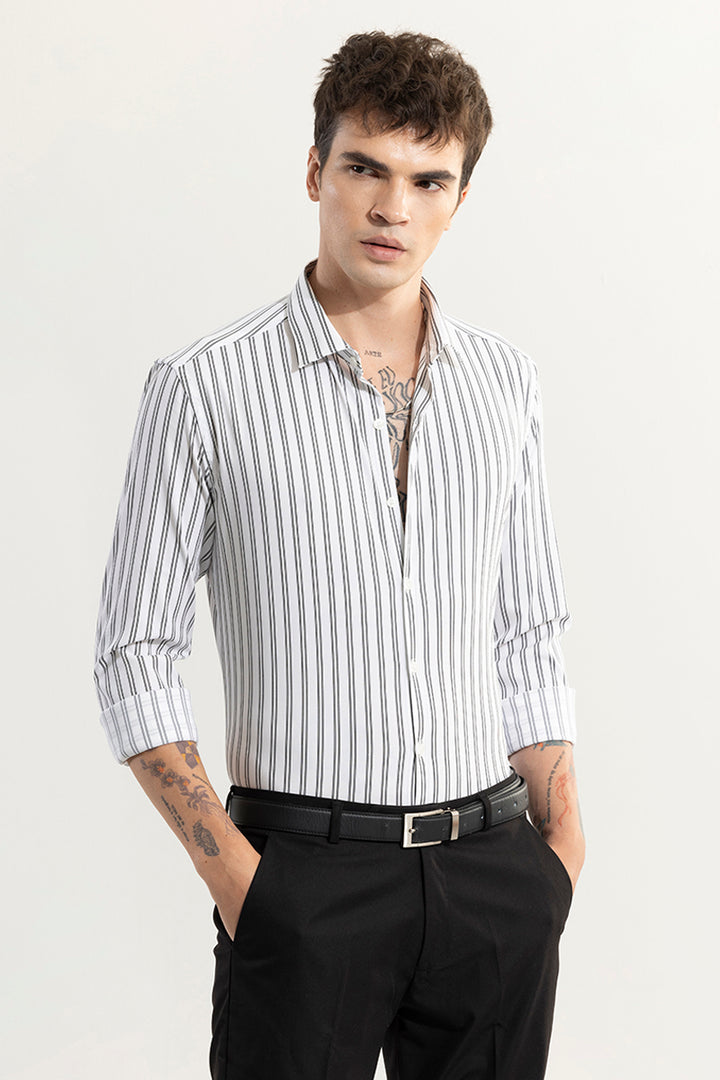 Dual Stripe Line White Shirt