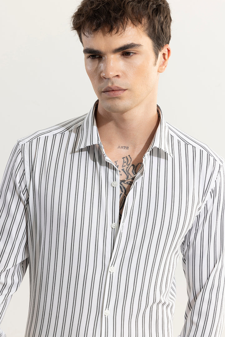 Dual Stripe Line White Shirt