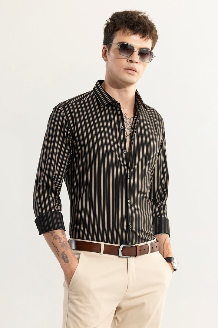 Dual Stripe Line Black Shirt