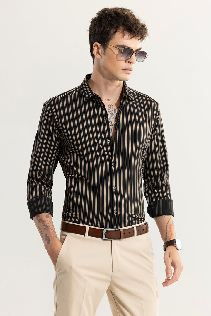 Dual Stripe Line Black Shirt