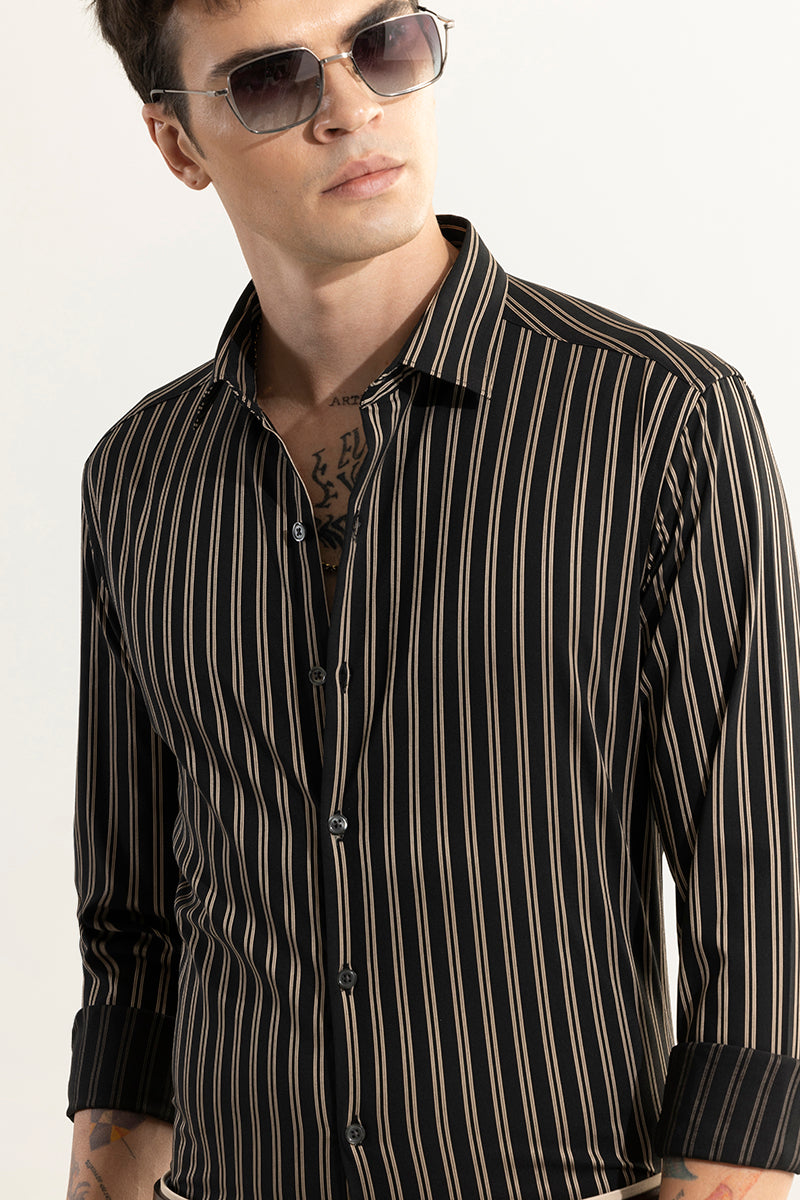 Dual Stripe Line Black Shirt