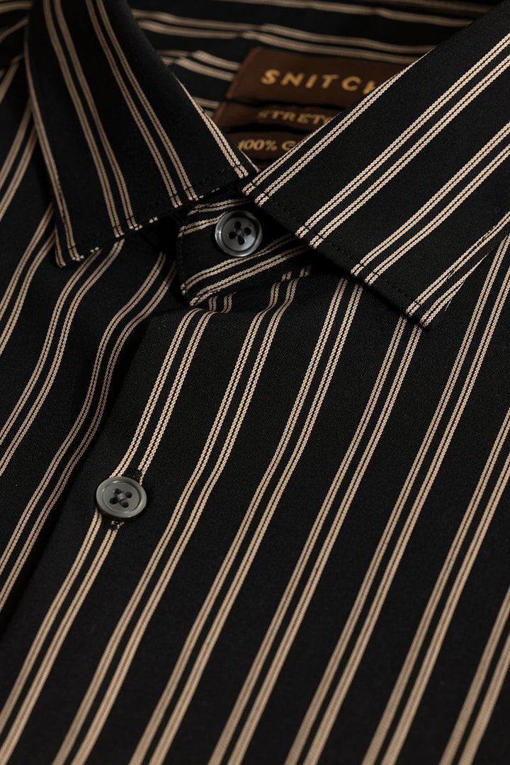 Dual Stripe Line Black Shirt