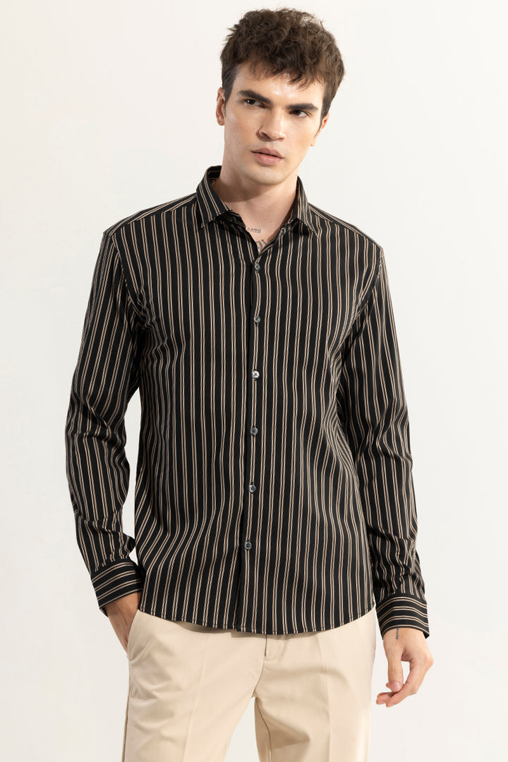 Dual Stripe Line Black Shirt