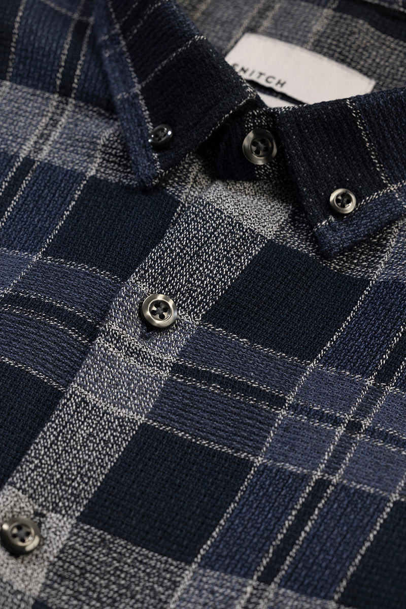 Lane Grid Navy Checks Shirt