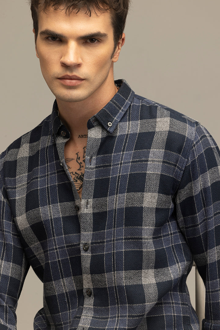 Lane Grid Navy Checks Shirt