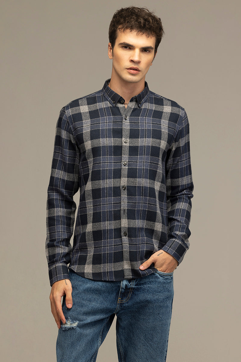 Lane Grid Navy Checks Shirt