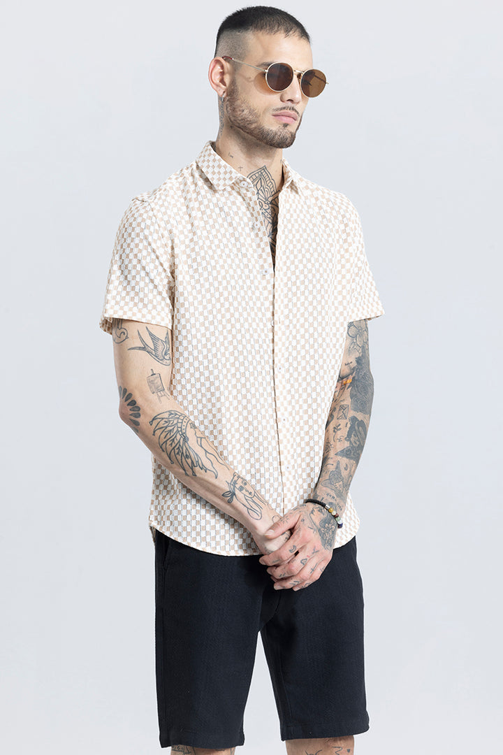 Snug Beige Checked Shirt