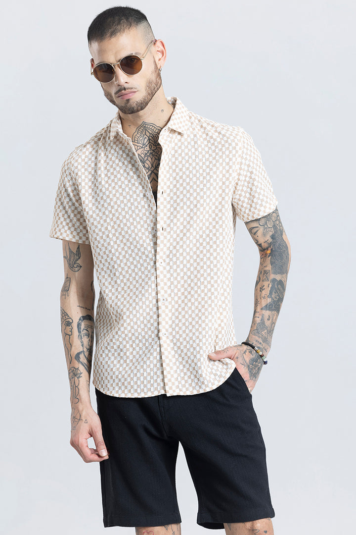 Snug Beige Checked Shirt