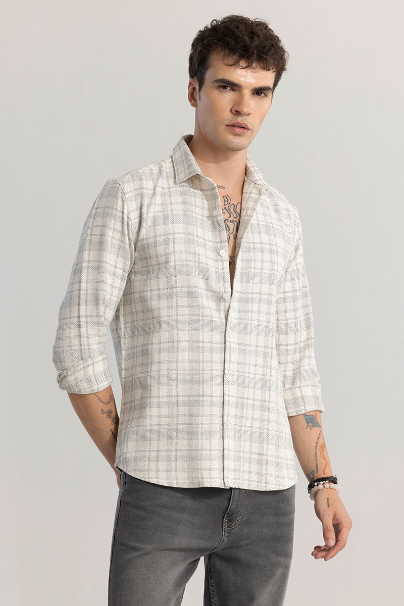 Glen Grid Off-White Checks Shirt