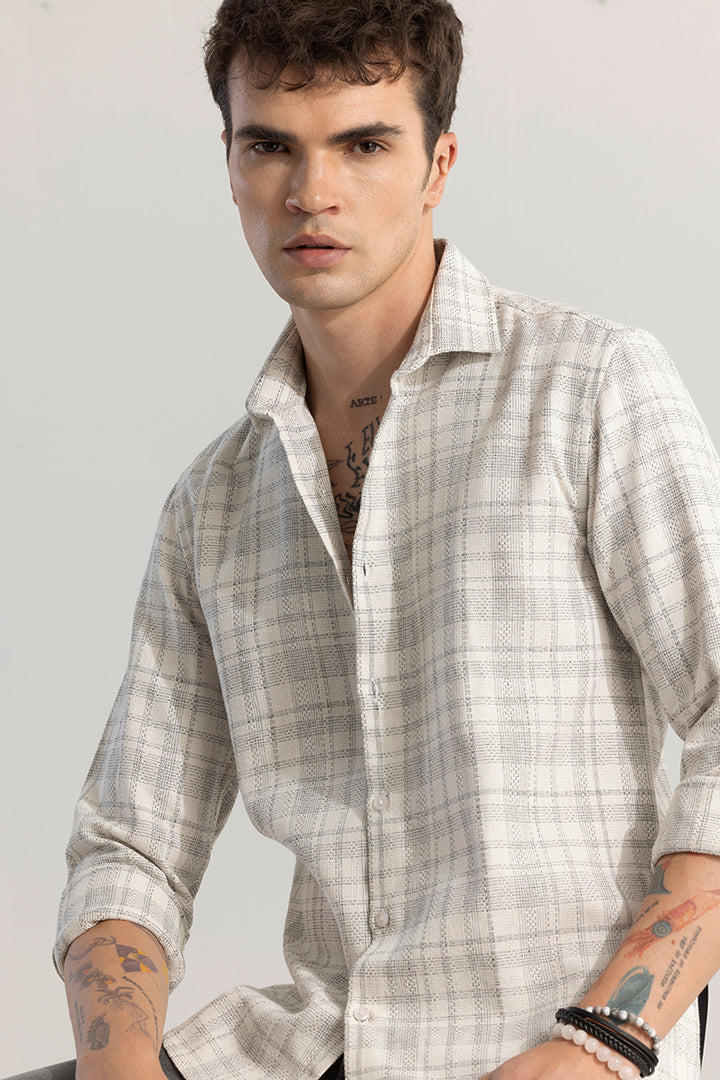 Glen Grid Off-White Checks Shirt