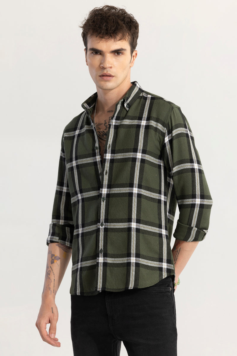 Cubix Checks Olive Shirt