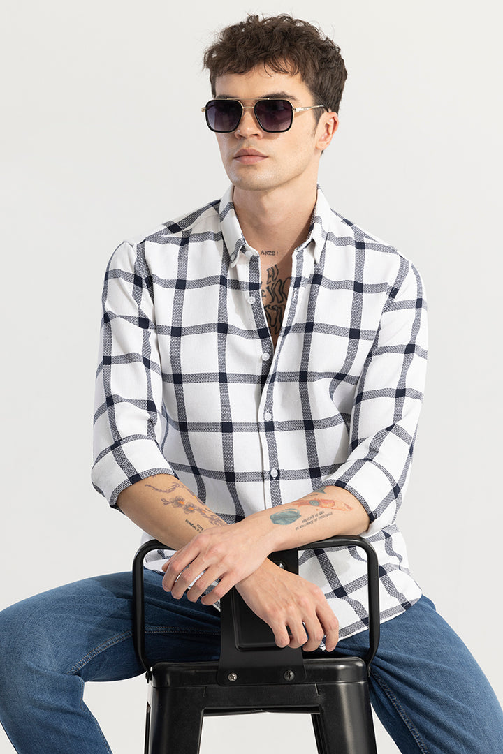 Window Block White Checks Shirt