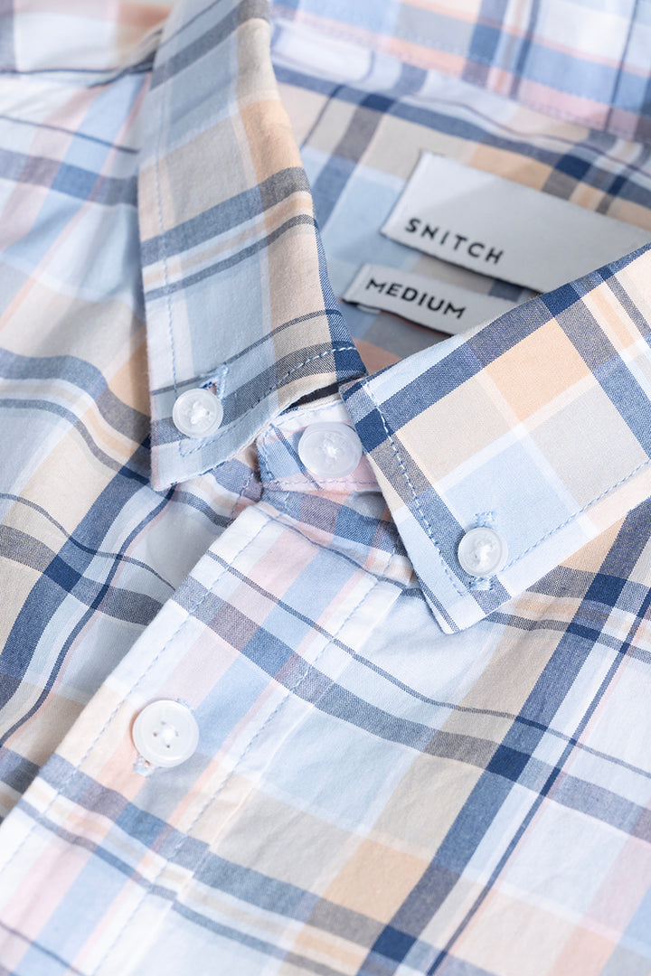 Glider Sky Blue Checks Shirt