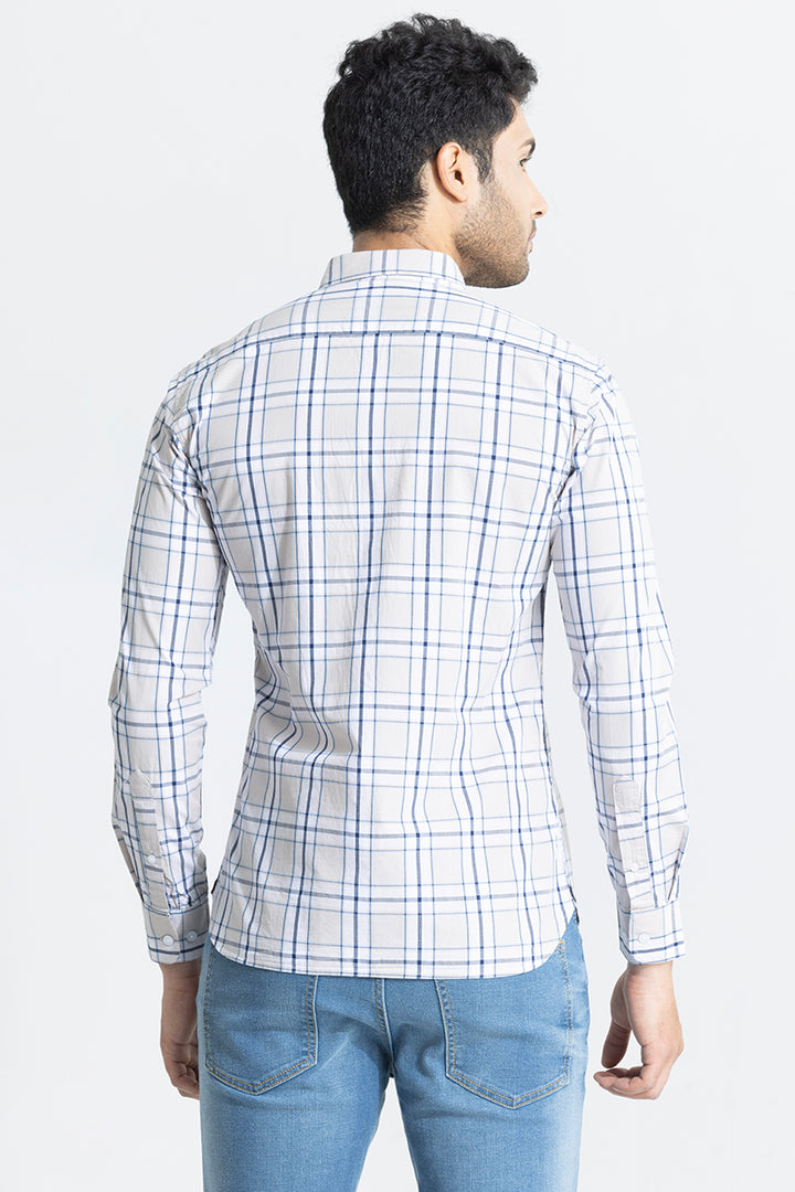 Parallel Grid White Checks Shirt