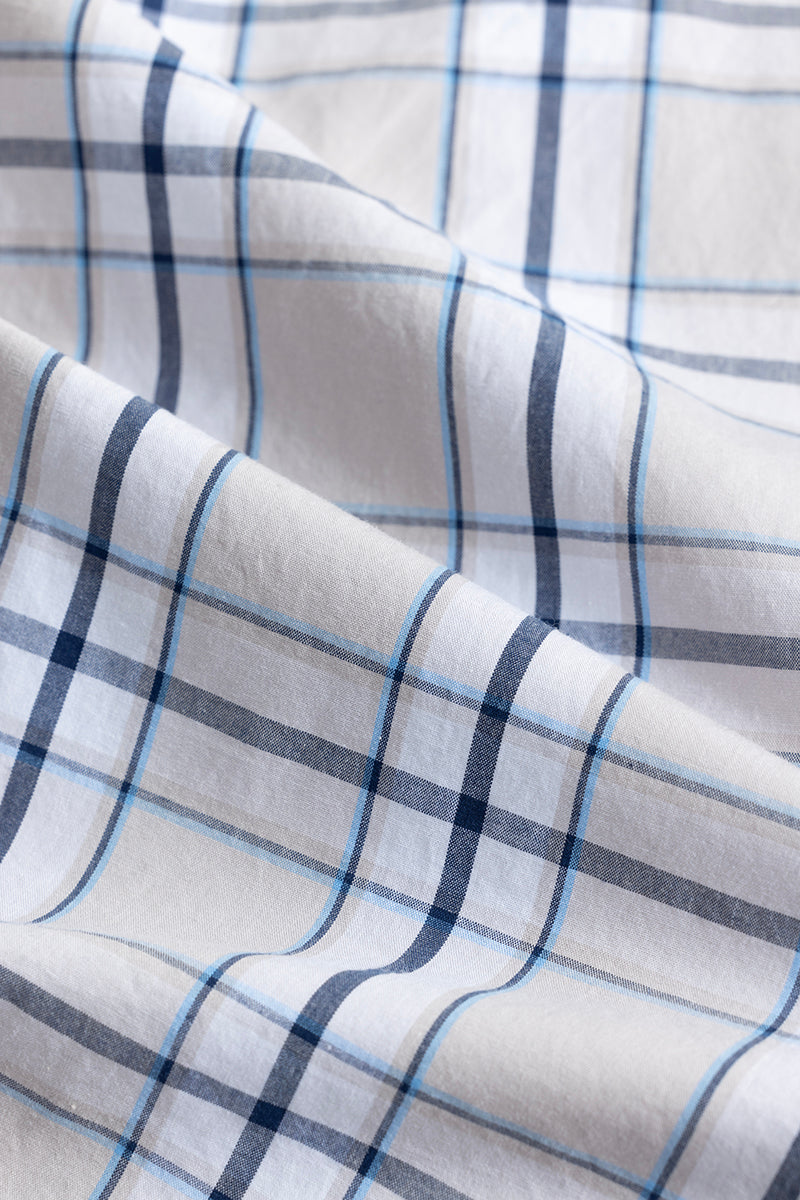 Parallel Grid White Checks Shirt