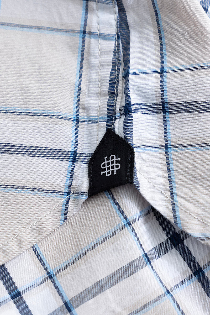 Parallel Grid White Checks Shirt